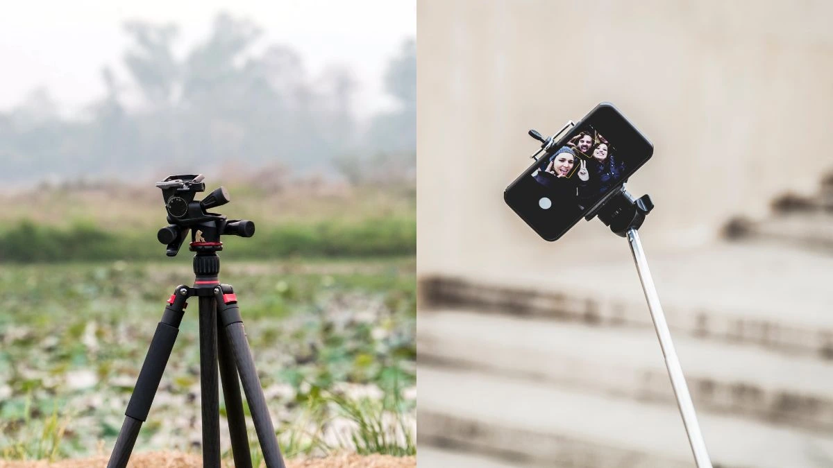 ilustrasi tripod dan monopod