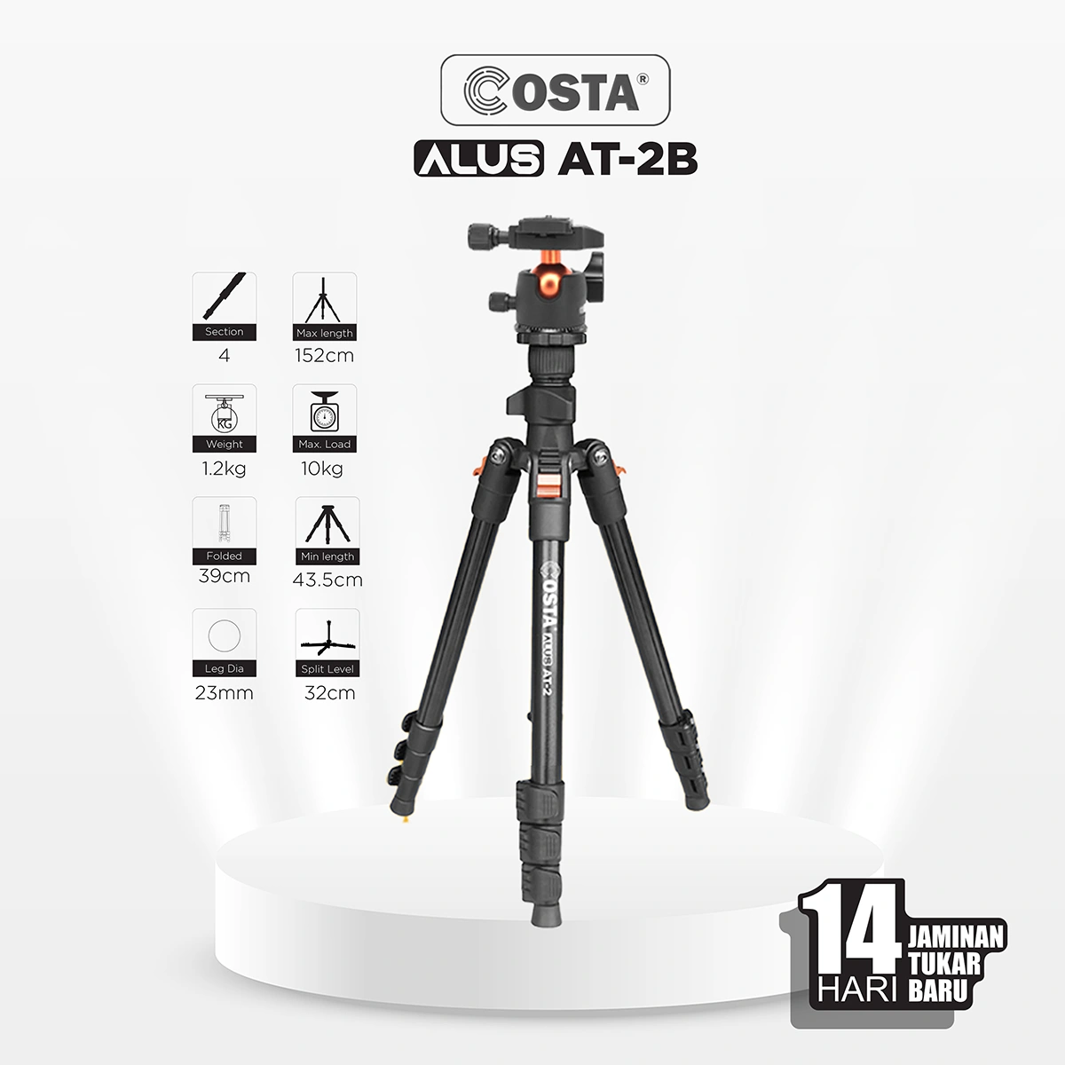 COSTA Alus AT-2B Tripod Ballhead lightweight
