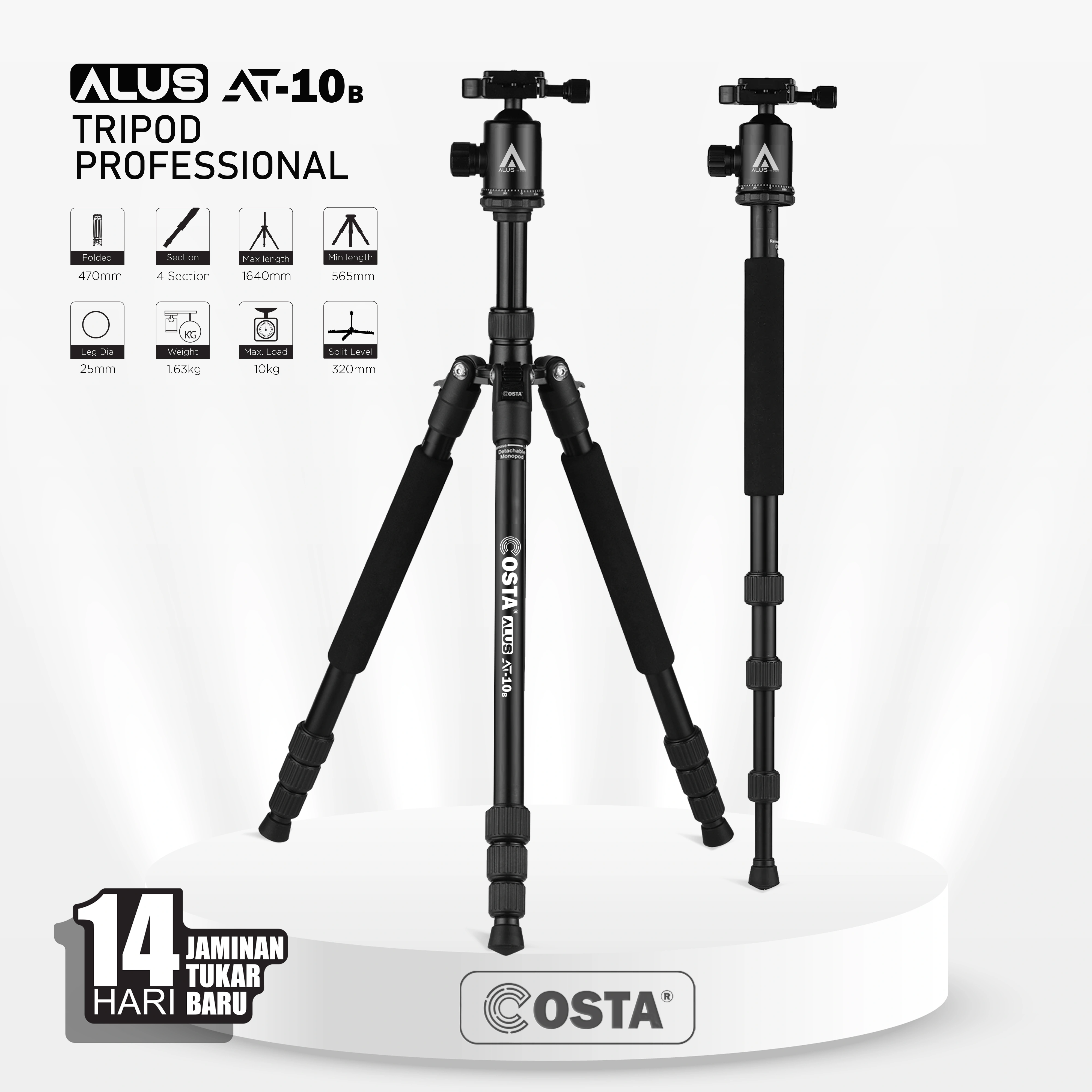 COSTA Alus AT-10B Tripod Alumunium Alloy Profesional