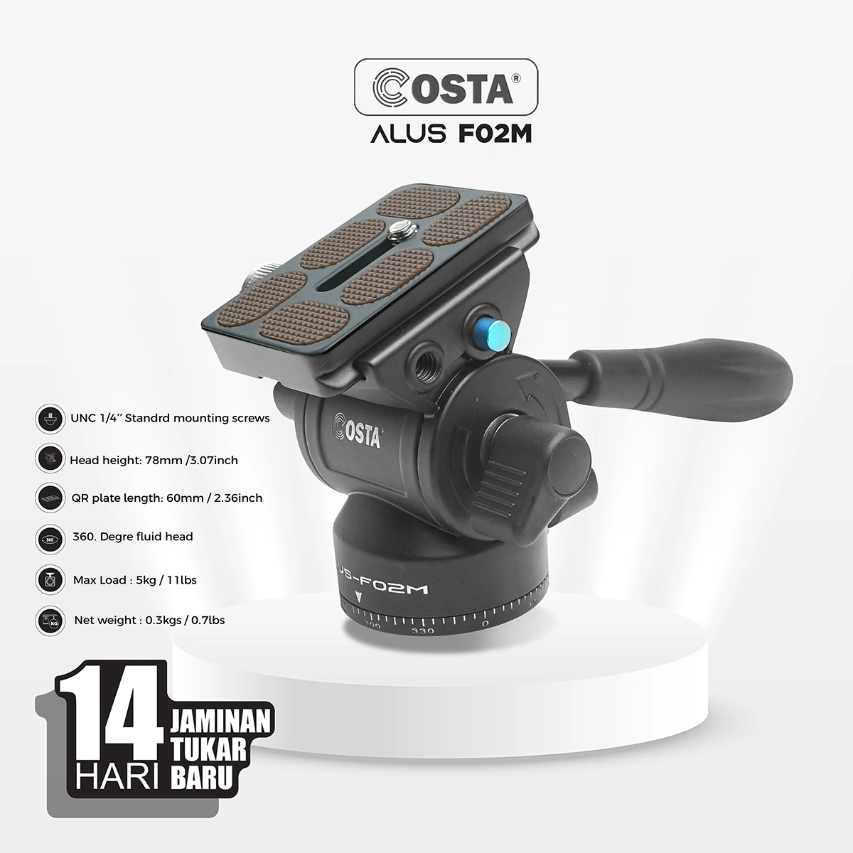 COSTA Alus-F02M Mini Fluidhead For Tripod Head