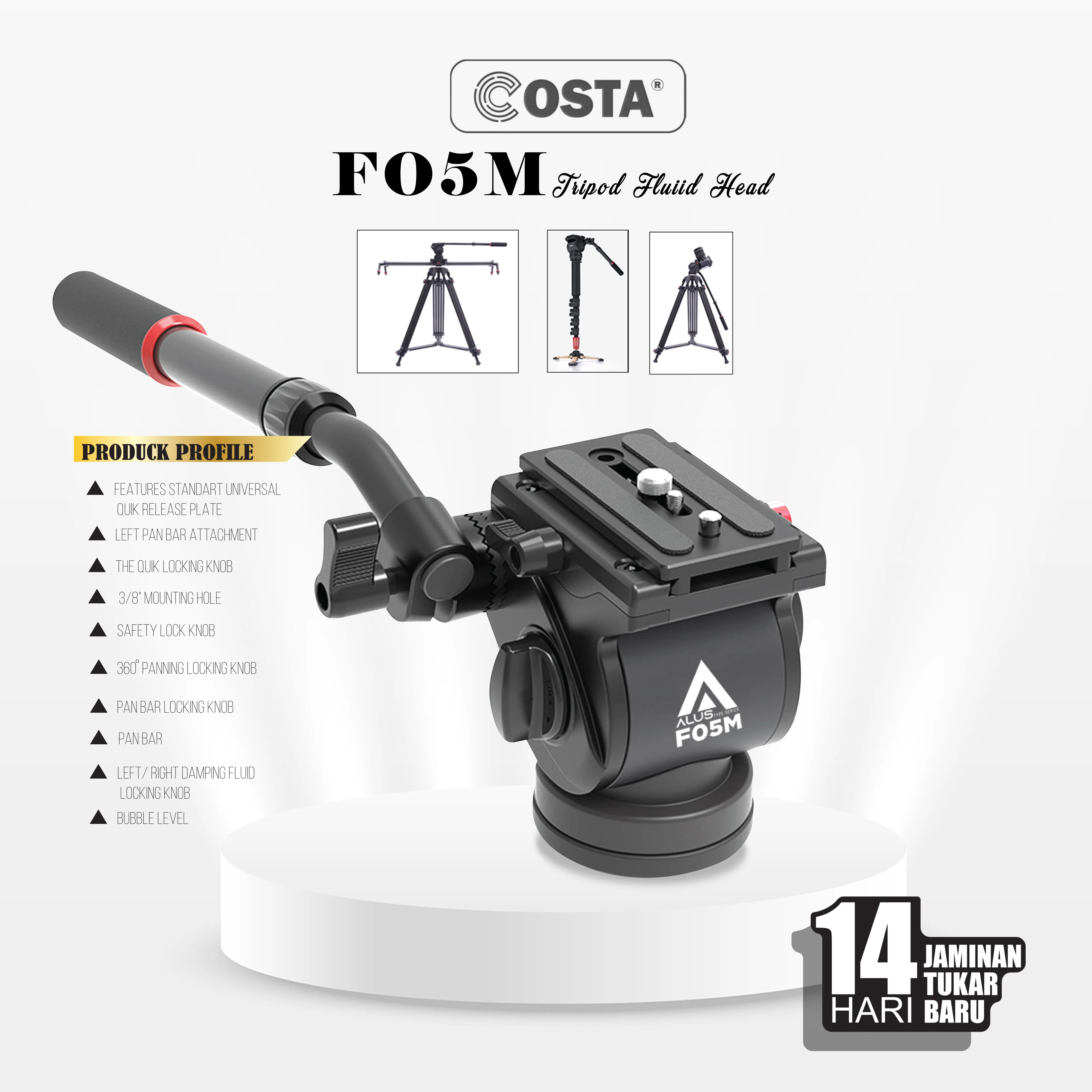 COSTA Alus-F05M Fluid Head Tripod