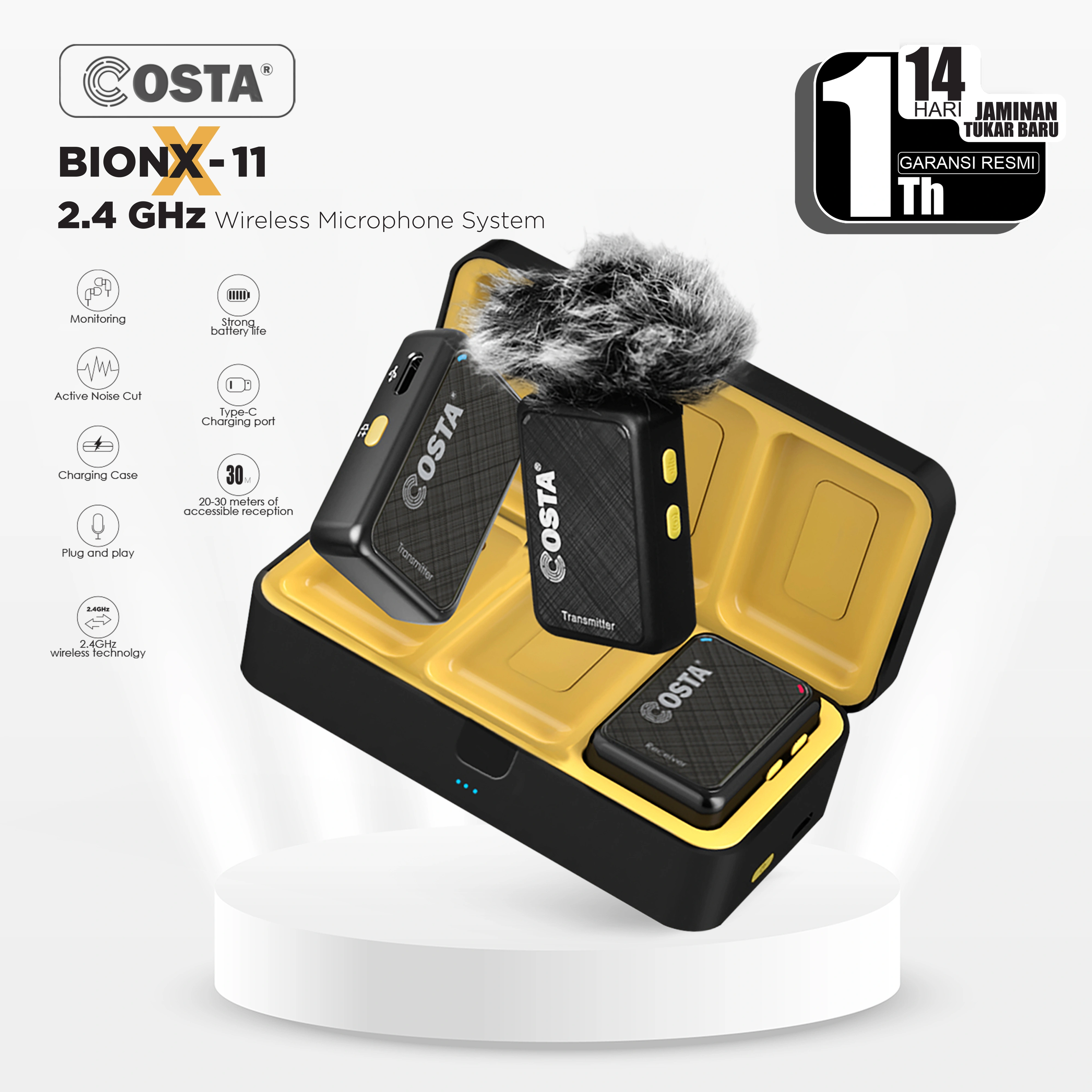 COSTA BionX-11 Plus Wireless Microphone System 2.4GHz noise reduction