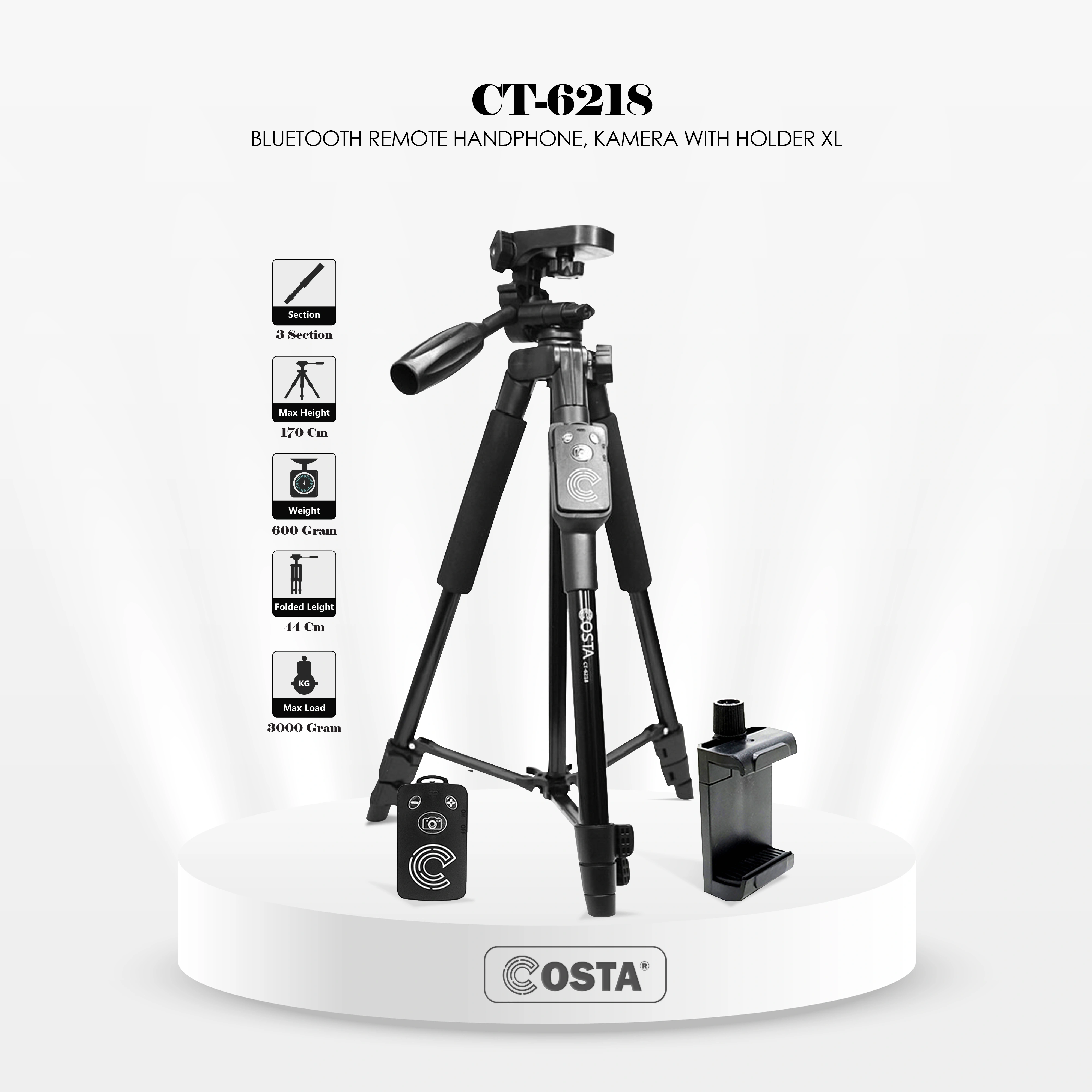 COSTA CT-6218 Tripod DSLR Camera / HandyCam / Mobile Phone / Web Camera