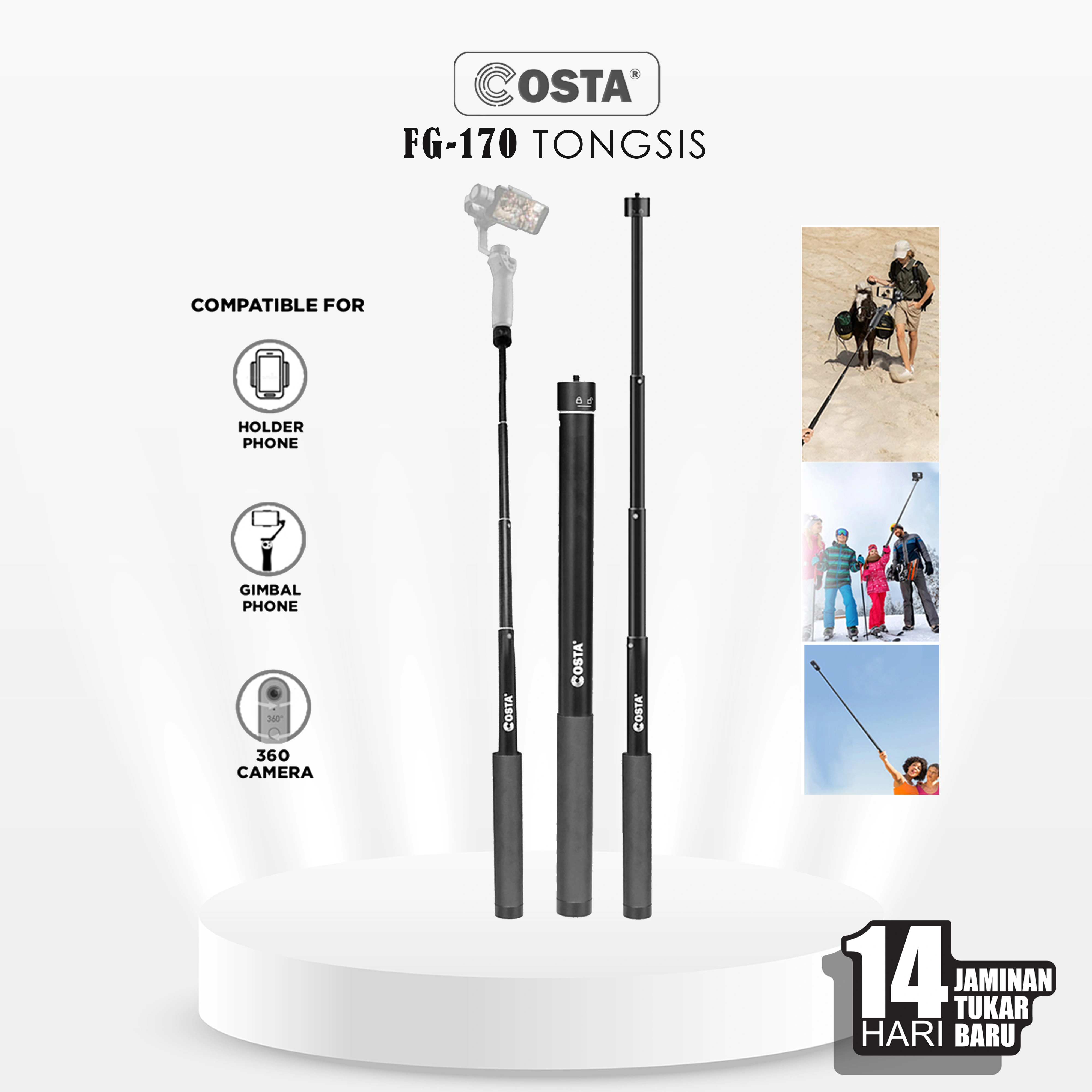 COSTA FG-170 Invisible Selfie Stick monopod Tongsis