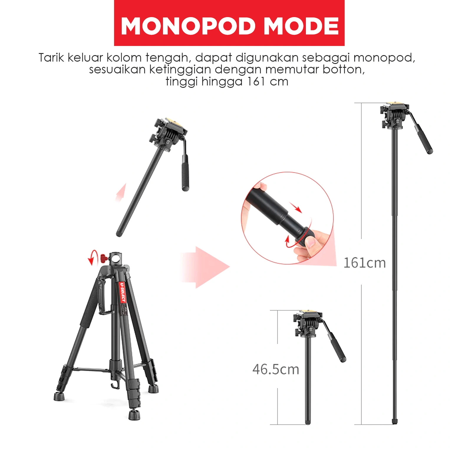 COSTA Collect TM-02 Fluidhead Tripod Monopod Overhead / Flat Lay