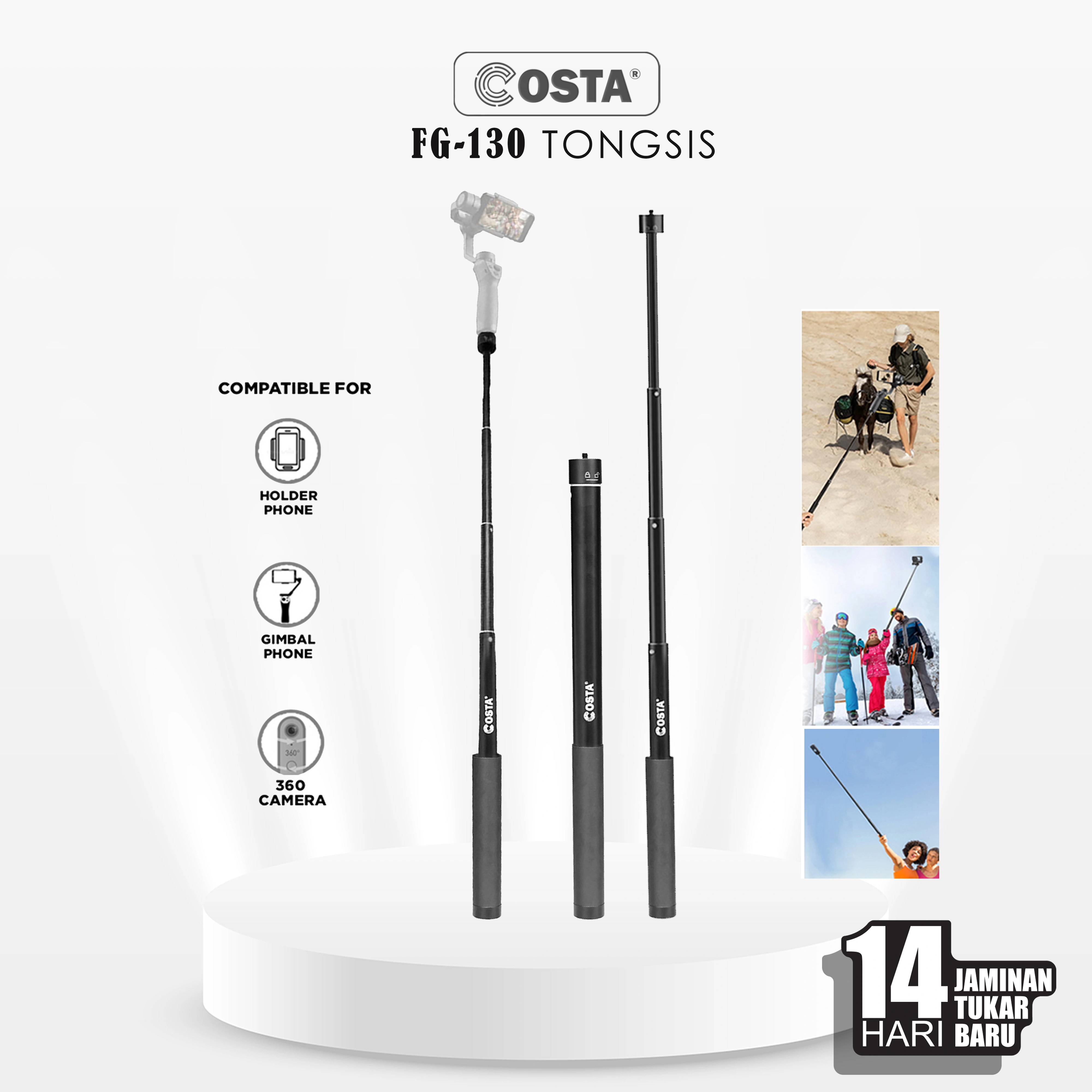 COSTA FG-130 Invisible Selfie Stick Monopod Tongsis