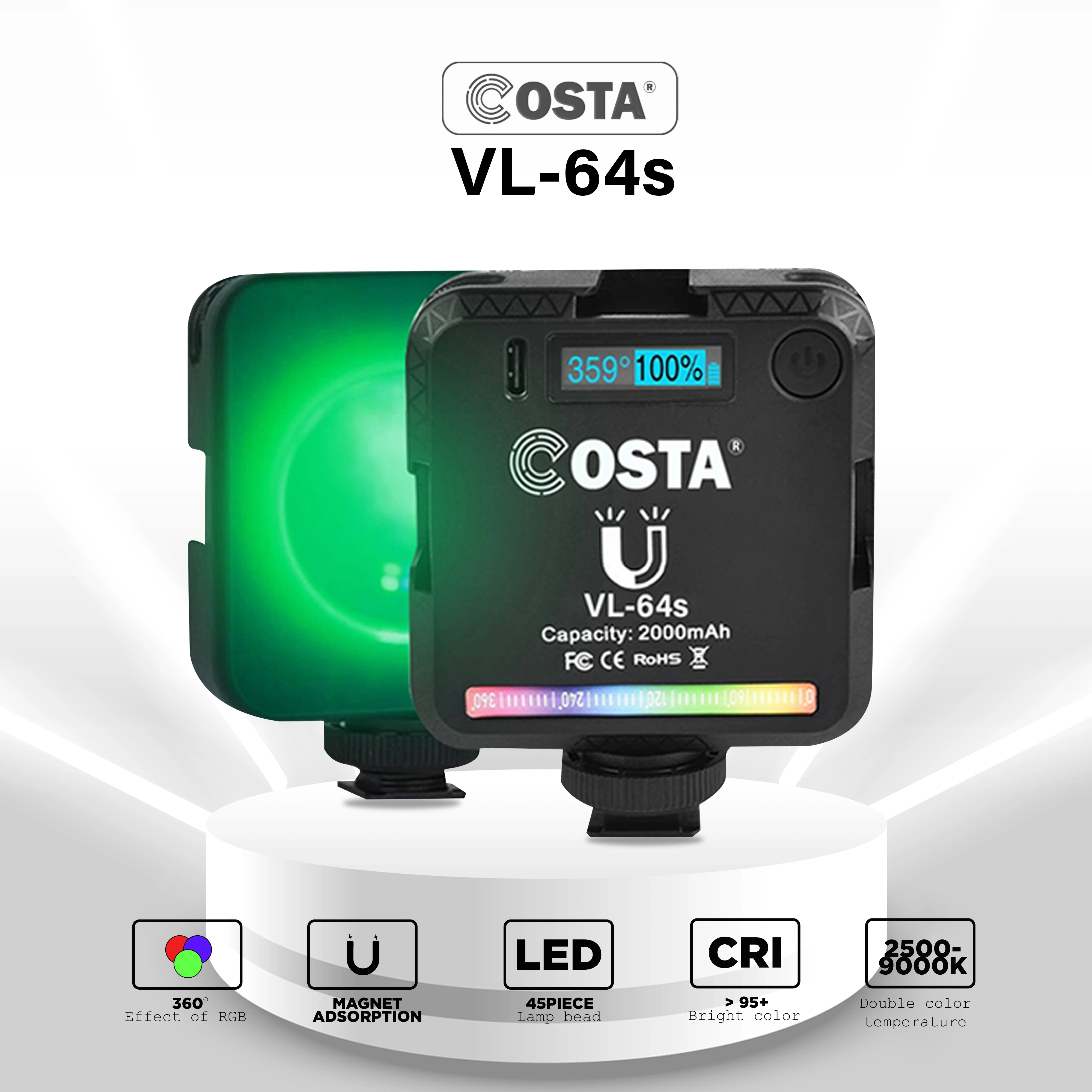 COSTA VL-64s RGB & Bi-color Spotlight Magnetic