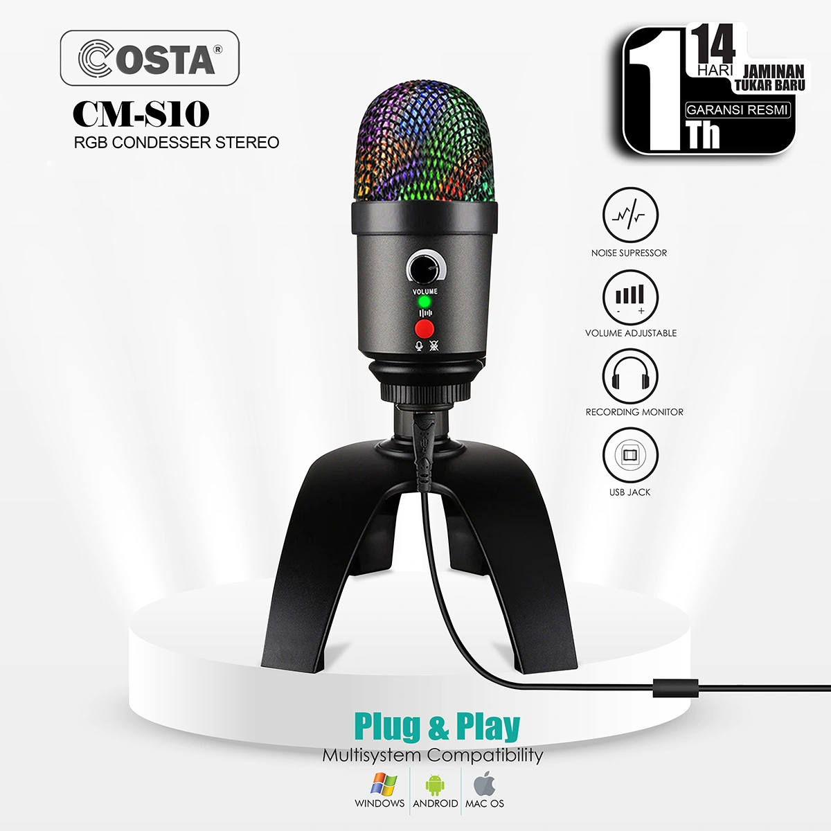 COSTA CM-S10 RGB Stereo Microphone