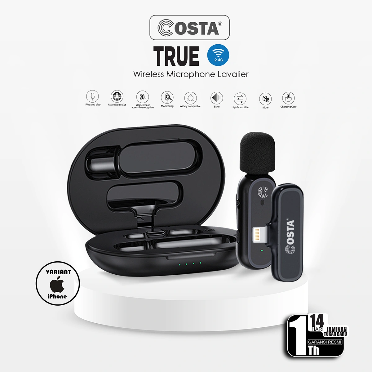 COSTA True Single Microphone Wireless 2,4GHz lightening Iphone (1TX)
