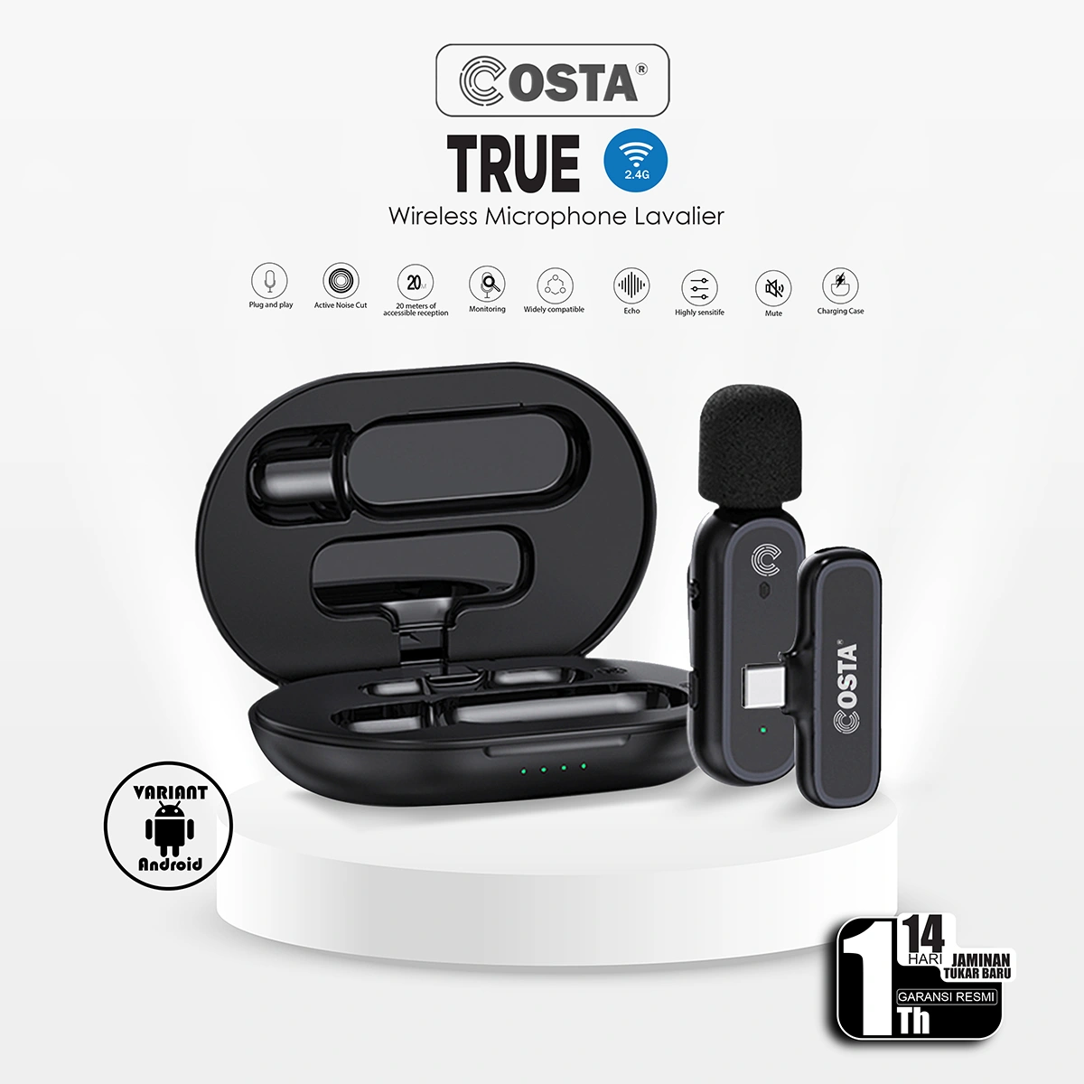 COSTA True Single Microphone Wireless 2,4GHz Type C Android (1TX)