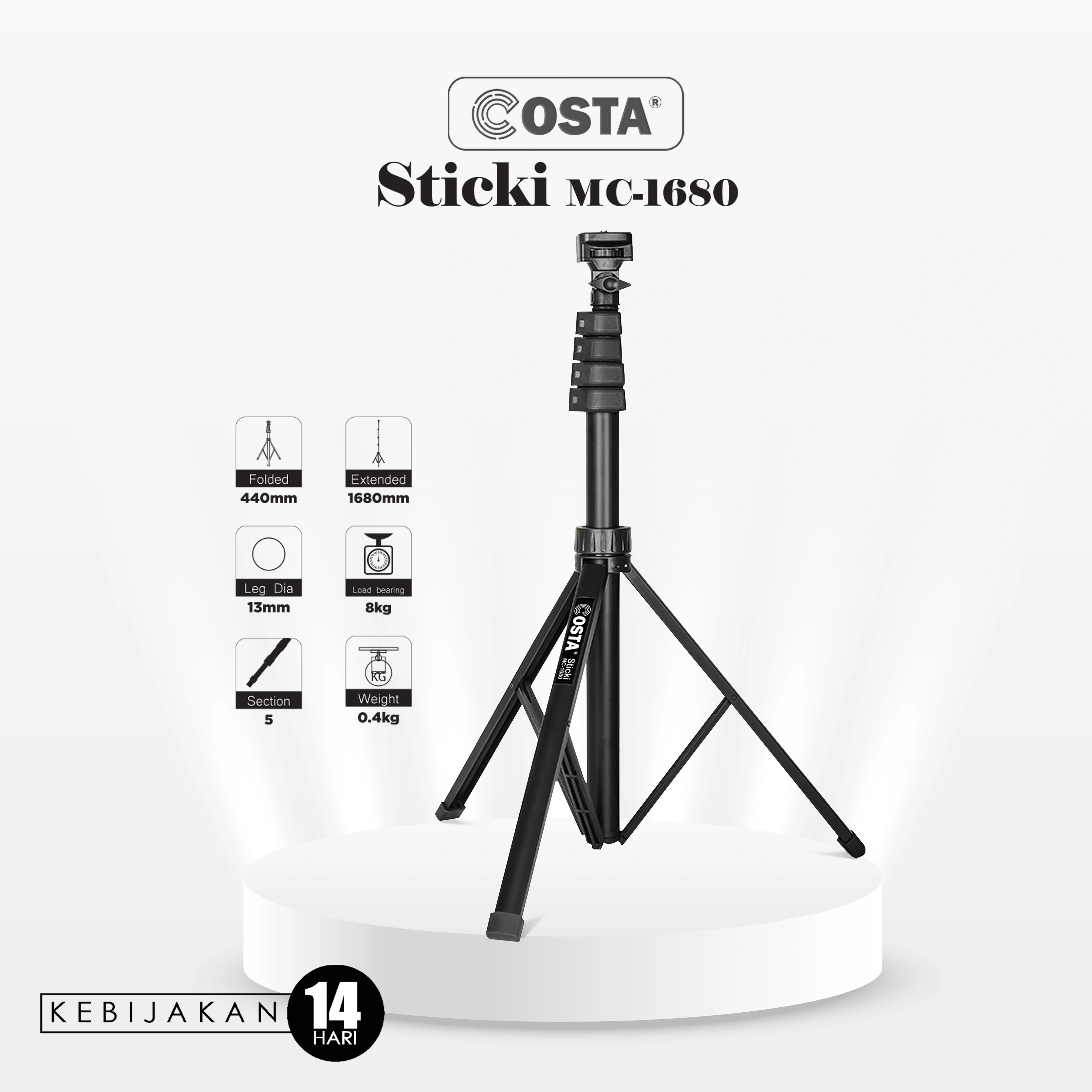 COSTA Sticki MC-1680 3 in 1 Tripod, Tongsis, Light Stand