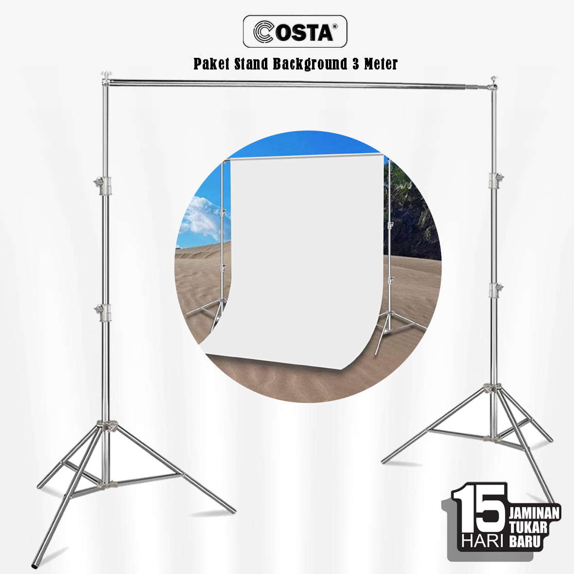COSTA Stand Background 3M Tiang Backdrop Foto Studio / Live Streaming