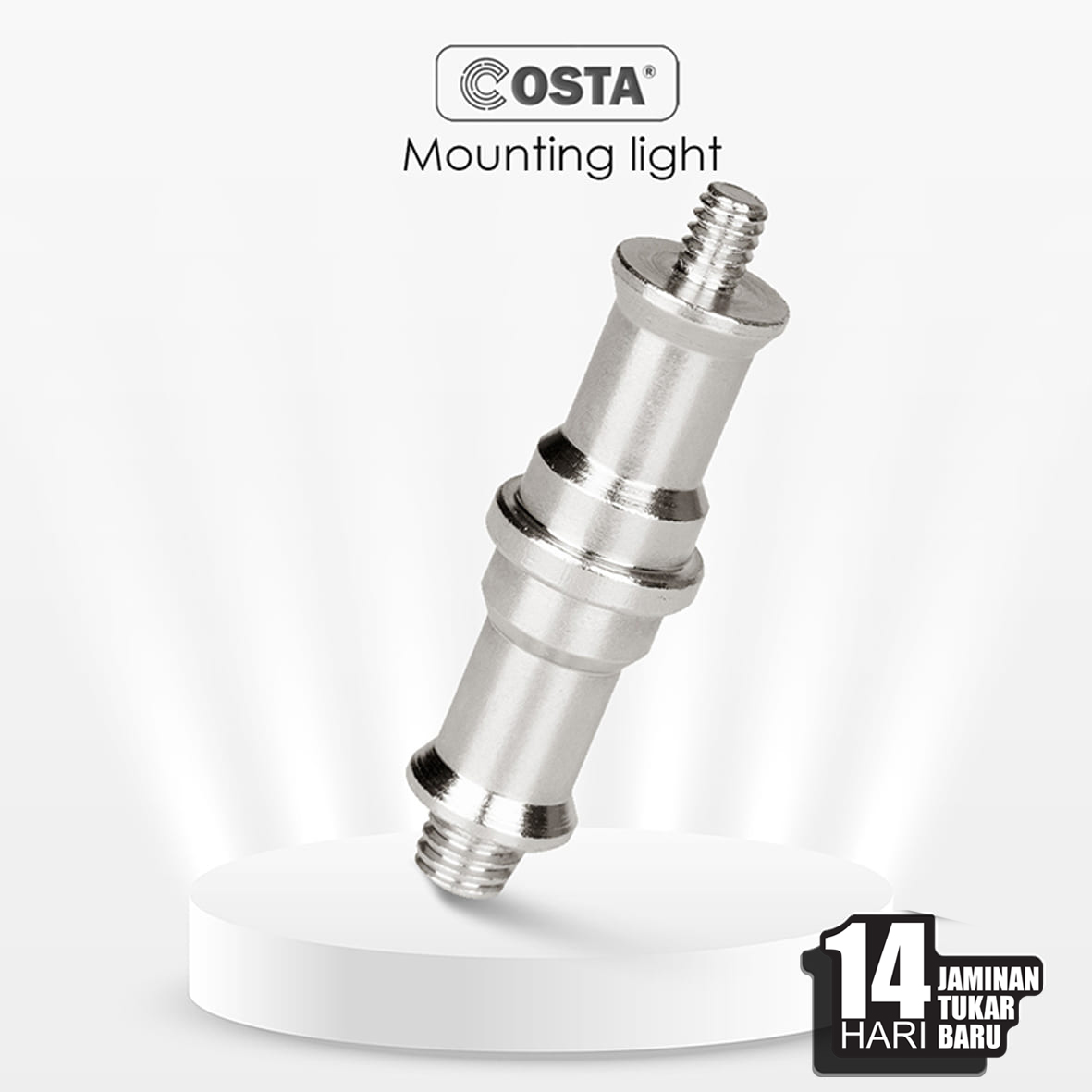 COSTA Adapter Light Stand Spigot Ulir Male 1/4 ke 3/8 Aluminium