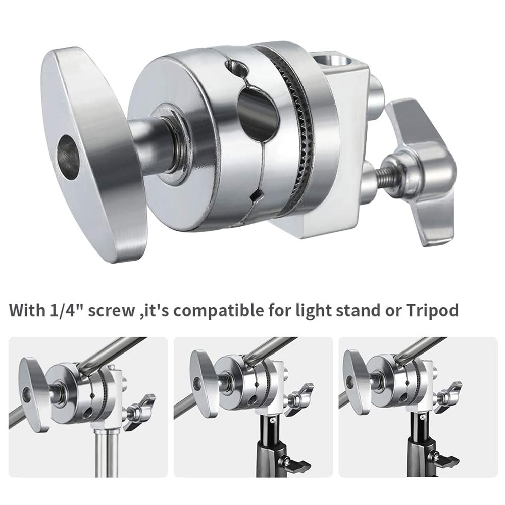 COSTA Stainless Steel Grip Head Swivel Hinge Adapter for Boom Arm & C-Stand