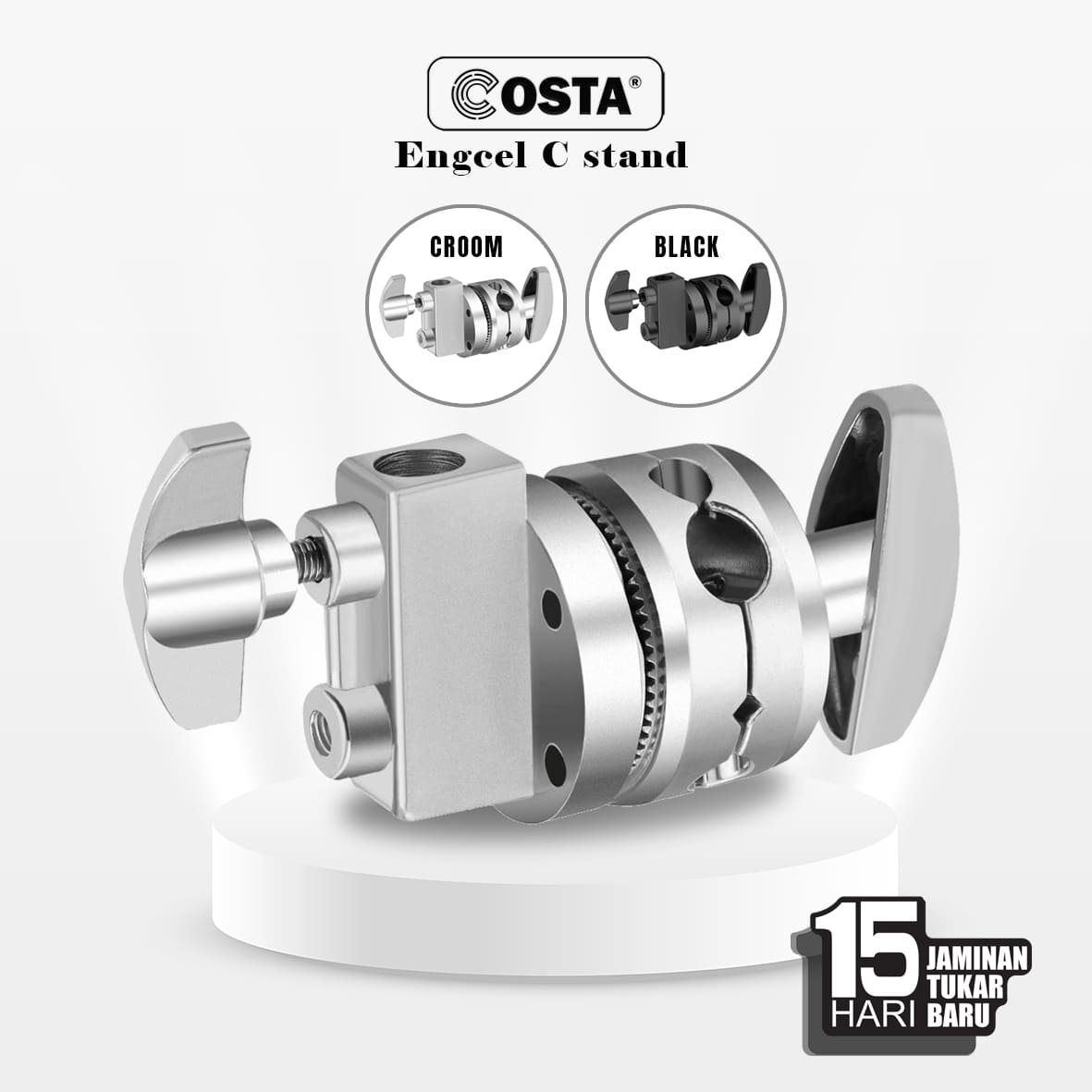 COSTA Stainless Steel Grip Head Swivel Hinge Adapter for Boom Arm & C-Stand