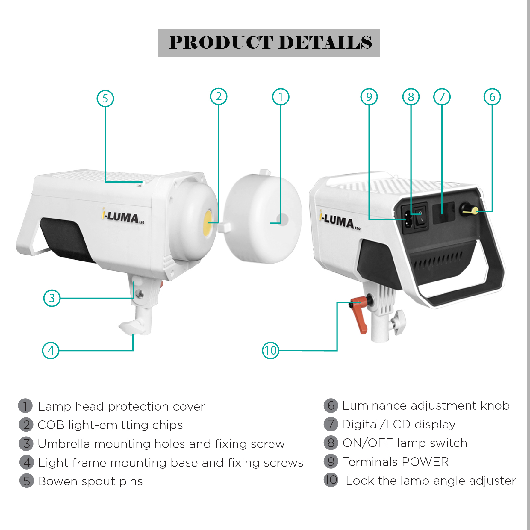 COSTA i-Luma 150 COB LED Video Light Complete Studio Continuous Lighting Kit COMBO 6