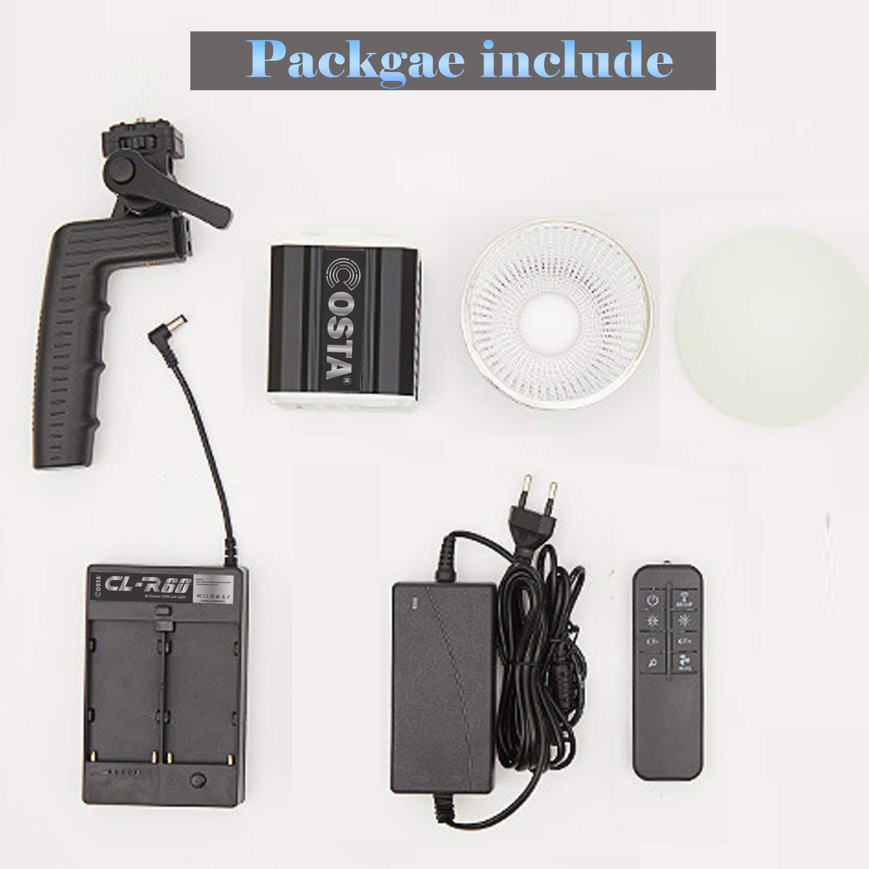 COSTA CL-R60 COB LED Studio Light 60W Paket Bundling Baterai NP-F Kit Foto Video Outdoor