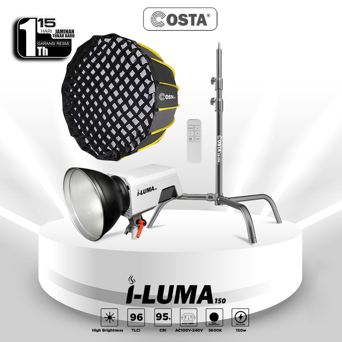 COSTA i-Luma 150 COB LED Video Light Complete Studio Continuous Lighting Kit COMBO 6