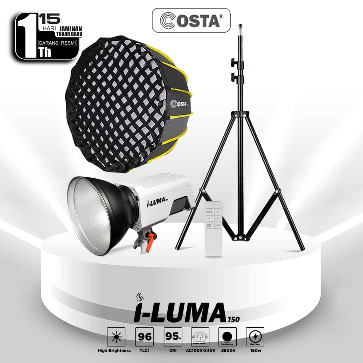 COSTA i-Luma 150 COB LED Video Light Complete Studio Continuous Lighting Kit COMBO 5