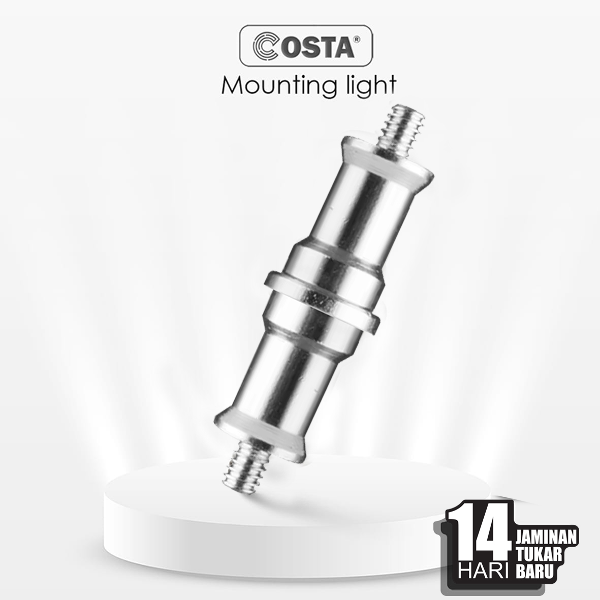 COSTA Adapter Light Stand Spigot Ulir Male 1/4 ke 1/4 Aluminium