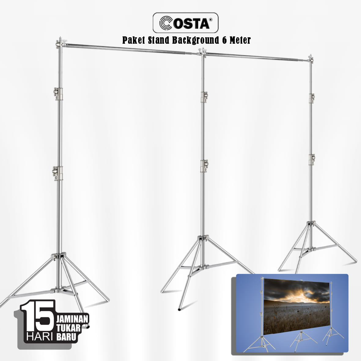 COSTA Stand Background 6M Tiang Backdrop Foto Studio Extra Lebar / Large Studio
