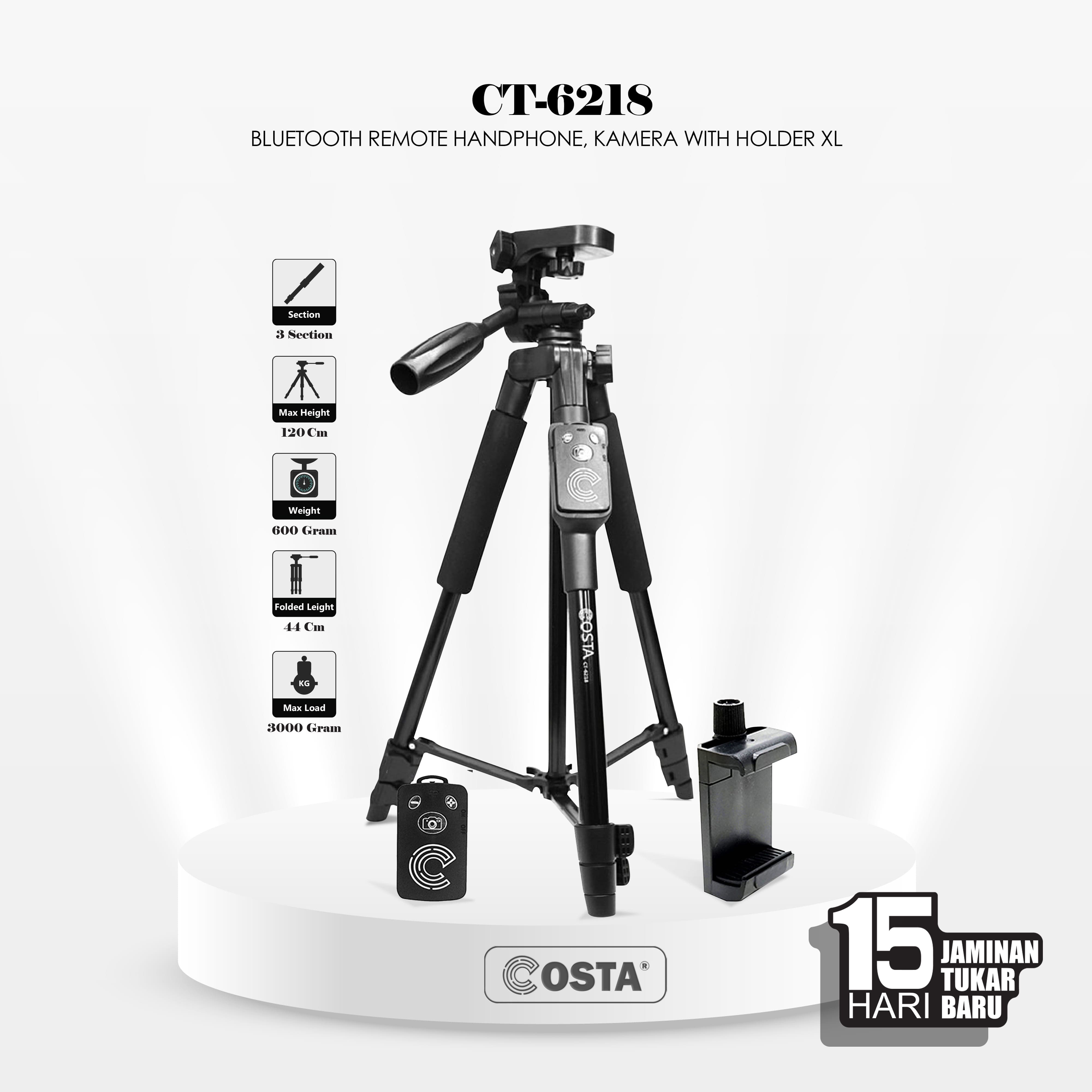 COSTA CT-6218 Universal Tripod Stand for DSLR Camera, Smartphone & Webcam)