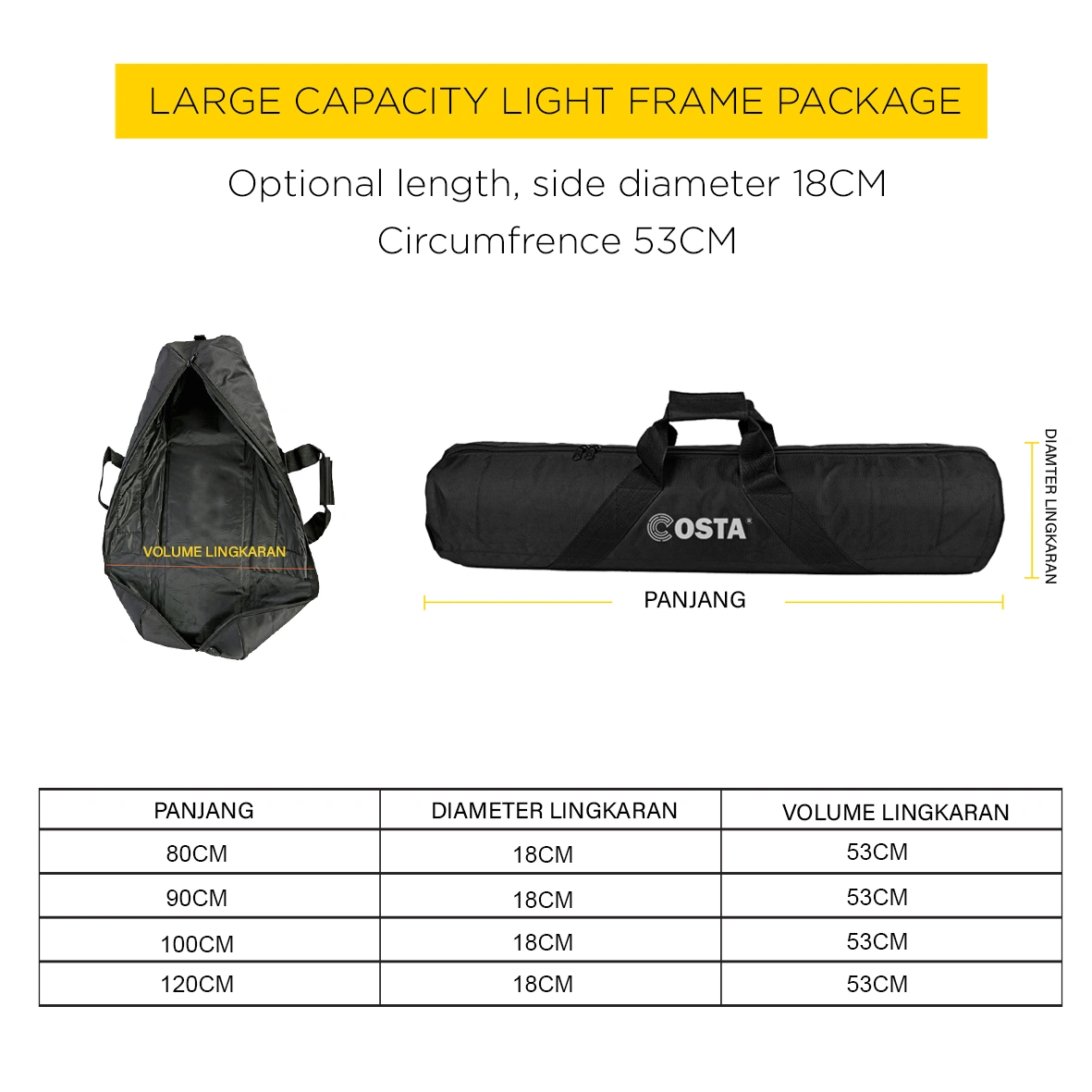 COSTA Bag Nylon Light Stand 10mm / Size 80cm / three compartments